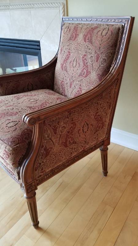 lot 14 image: Ethan Allen Upholstered Paisley Side Chairs
