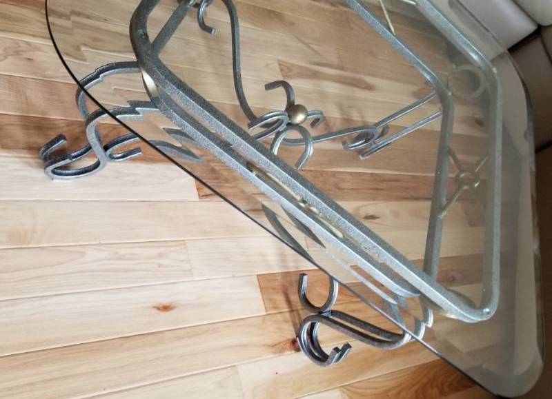 lot 24 image: Beveled Glass Top Demi-Lune Coffee Table