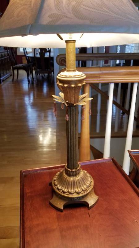 lot 25 image: Pair of Table Lamps with Dangle Beaded Accent