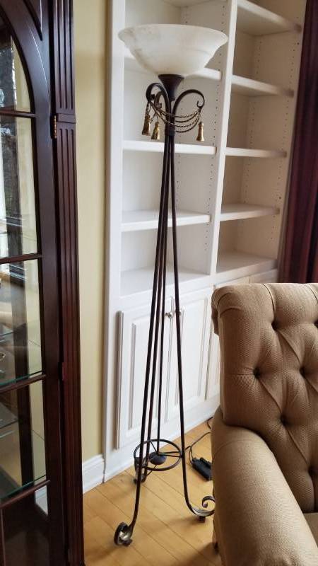 lot 27 image: Torchiere Floor Lamp with Frosted Shade