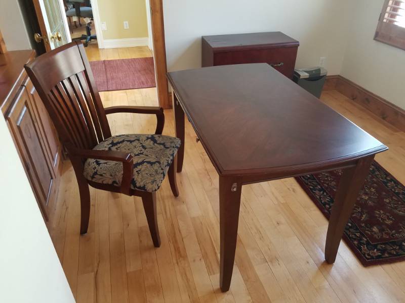 lot 51 image: Contemporary Wood Prairie Style Office Desk and Chair