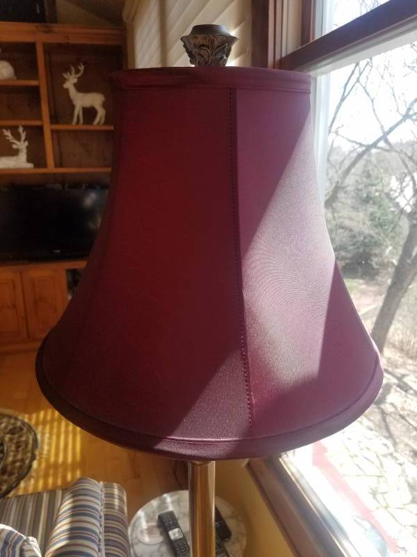 lot 28 image: Brushed Brass Floor Lamp Torchiere