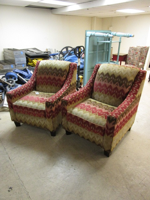 lot 144 image: TEXTURED FABRIC ARMCHAIRS
