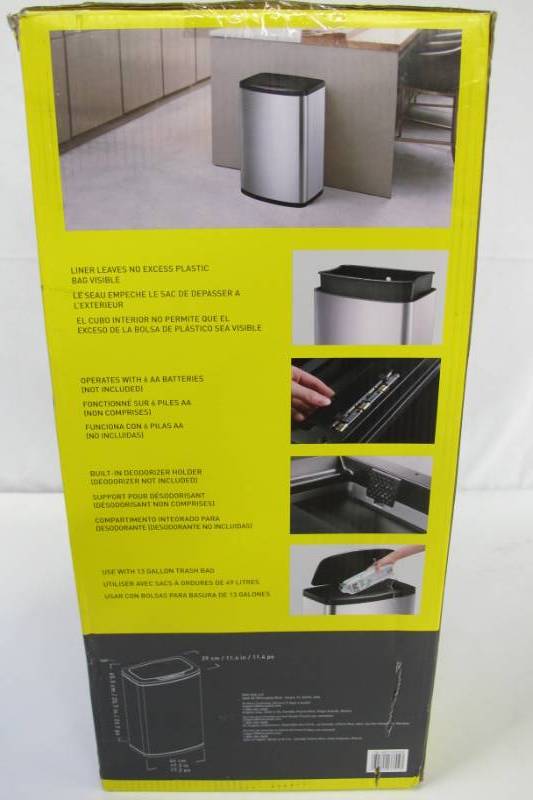 lot 11 image: EKO 47L12.4G Fingerprint-Resistant Stainless Steel Motion Sensor Trash Can