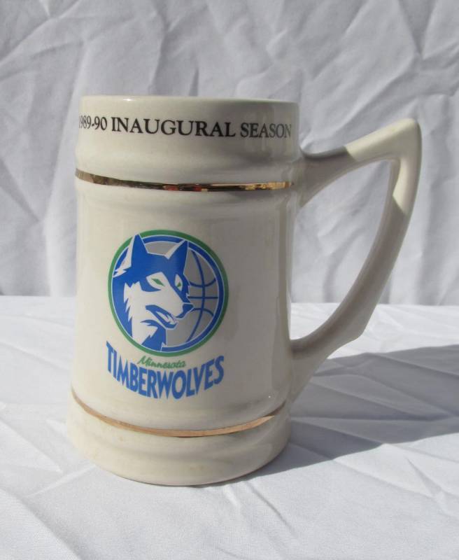 lot 25 image: Lot of Six New Vintage Limited Edition Minnesota Timberwolves Inaugural Season Ceramic Beer Steins