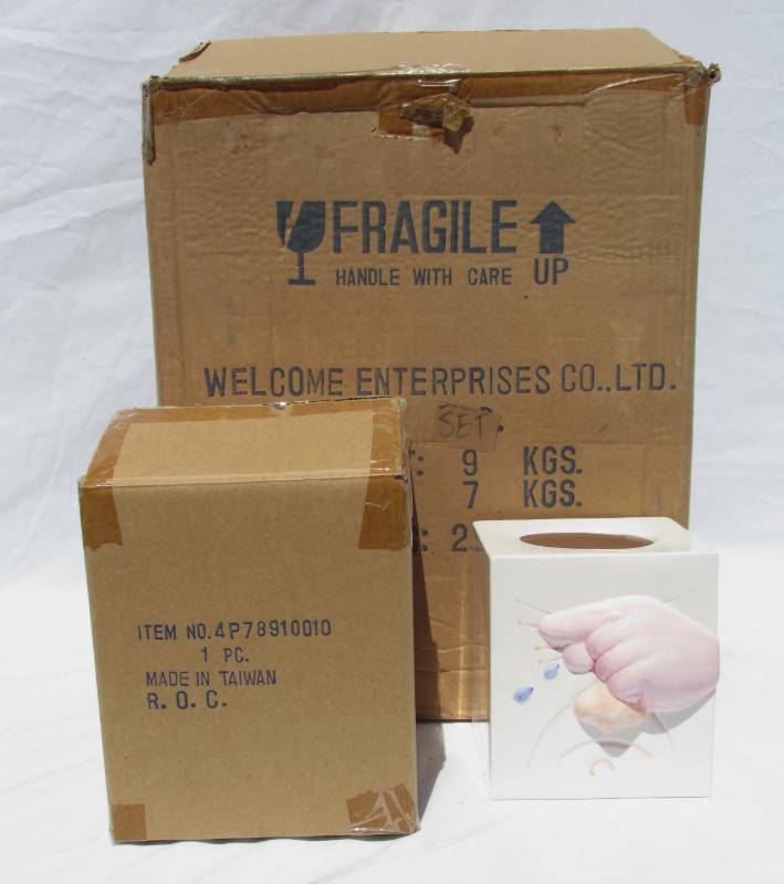 lot 83 image: Case of New Ceramic Tissue Box Covers