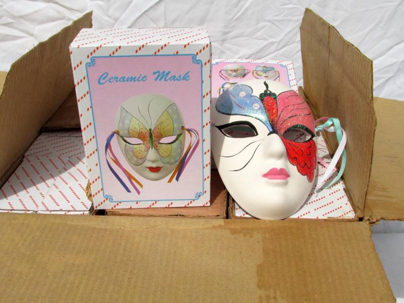 lot 72 image: Lot of New Vintage Ceramic Masks
