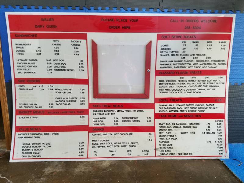 lot 9 image: Cavailer North Dakota Drive Thru menu sign