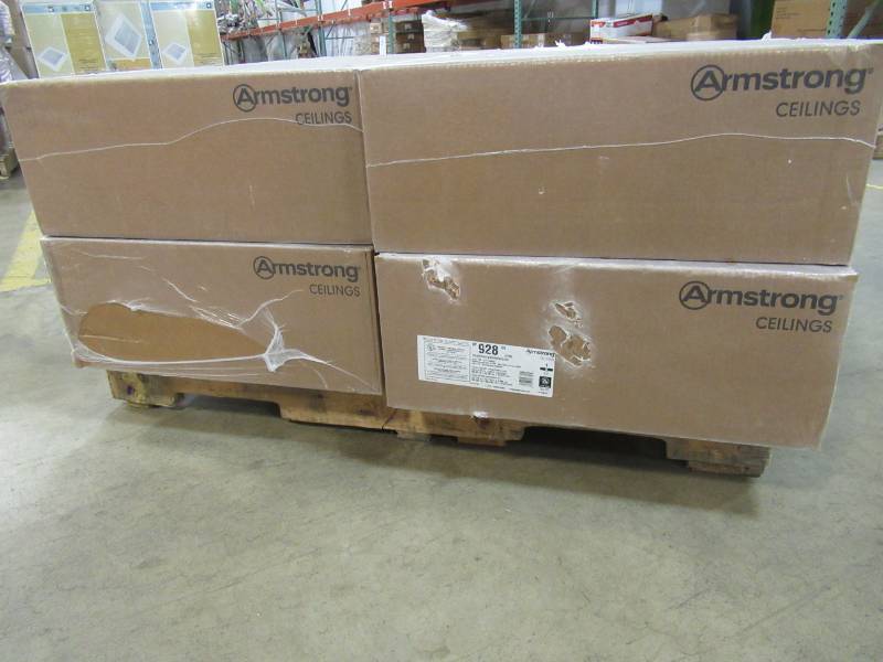 lot 64 image: 4 Cases of Armstrong Ceilings 24 X 24 Fine Fissured Contractor 16-Pack White 1516-in Drop Acoustic Panel Ceiling Tiles 928
