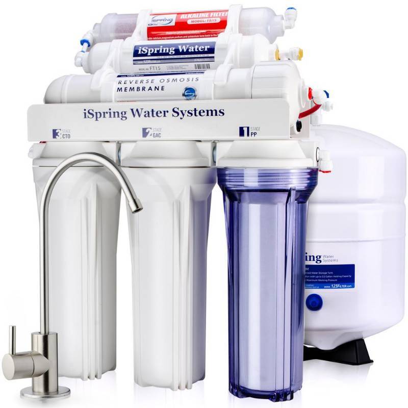 lot 28 image: Ispring WQA Gold Seal 6-Stage with Alkaline Re-M Filter 75GPD Under Sink Reverse Osmosis Drinking Water Filtration System, RCC7AK - NEW IN BOX.