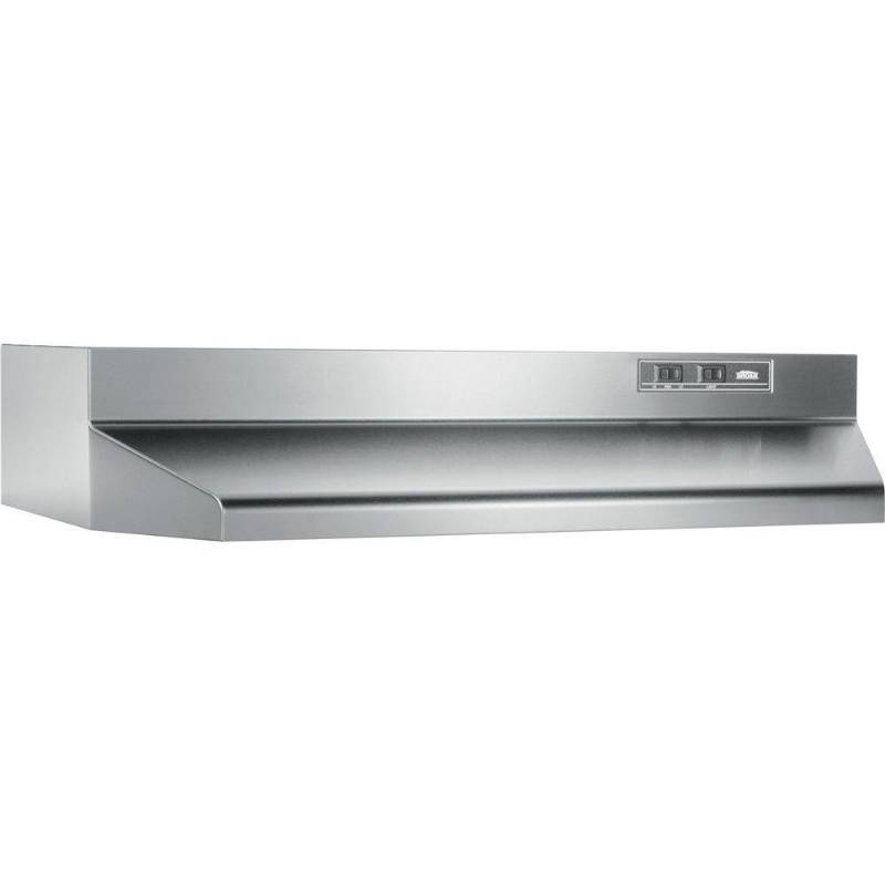 lot 94 image: Broan 42000 Series 30 in. Under Cabinet Range Hood with Light in Stainless Steel, 423004 - New in Box.