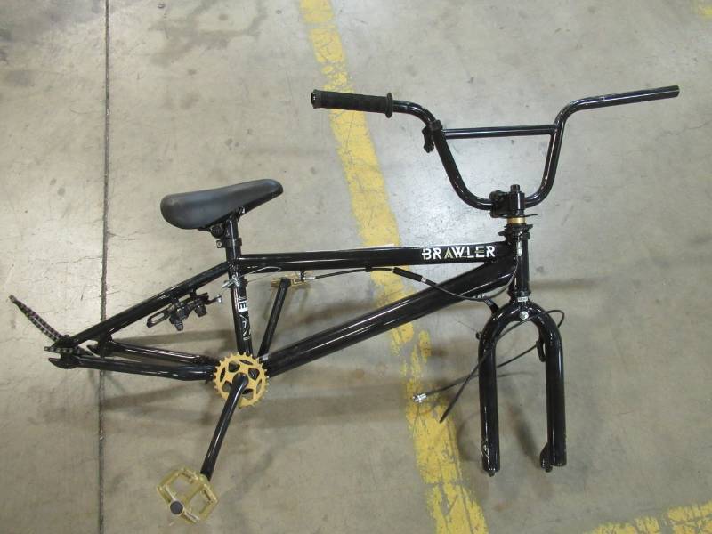 lot 244 image: 20 Mongoose Brawler BMX Forks, Bars and Frame For Parts or Restore