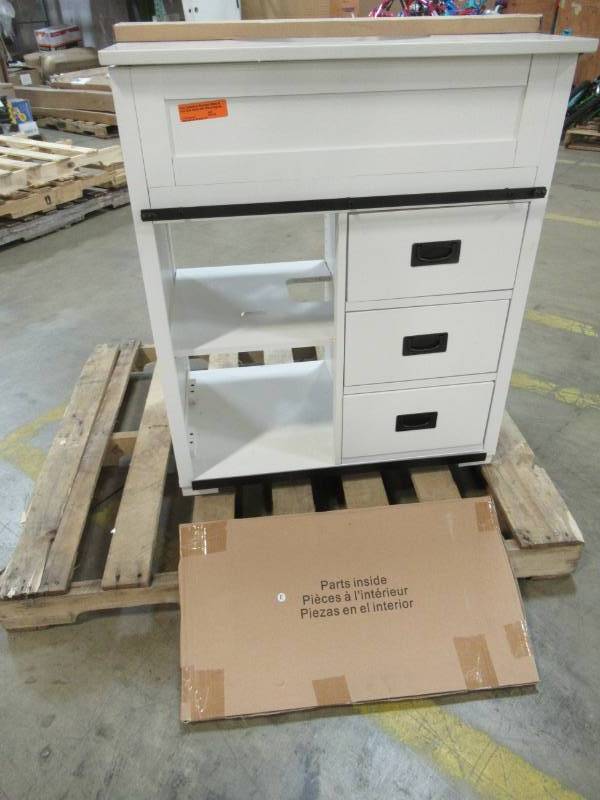 lot 23 image: Style Selections Morriston White Single Sink Vanity with White Engineered Stone Top 30 x 20 X 34 12 Tall WSL30BVW