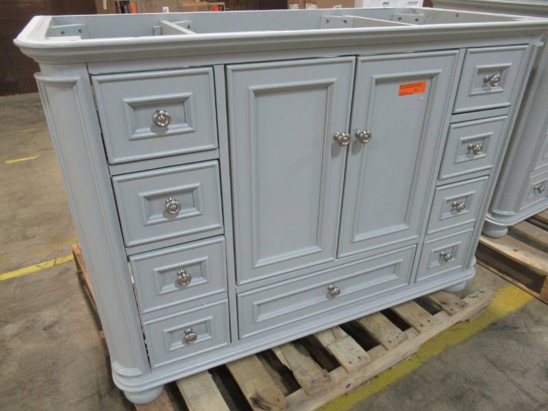 lot 27 image: Scott Living Wrightsville Light Gray Single Sink Vanity Cabinet 47 x 21 34 x 34 Tall, 1116VA-48-242, Missing Top