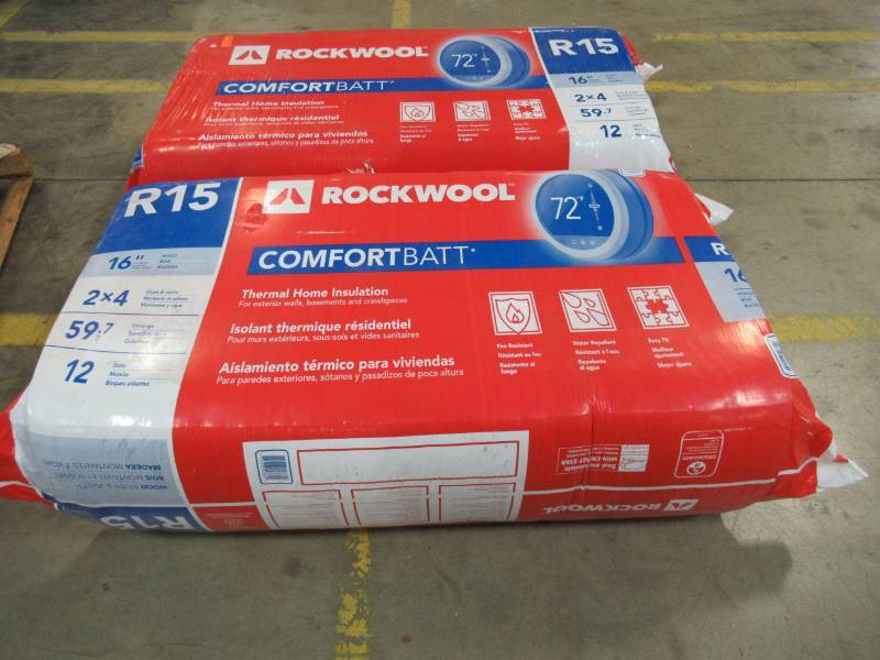 lot 33 image: Rockwool ComfortBatt 3-12 in. x 15-14 in. x 47 in. R-15 Fire Resistant Wool Insulation, RXCB351525 - 2 Bags