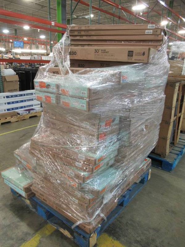 lot 99 image: WHOLESALE MIXED PALLET OF RETURNS - MODIFI BASEWALL CABINETS AND SHELFDRAWER KITS