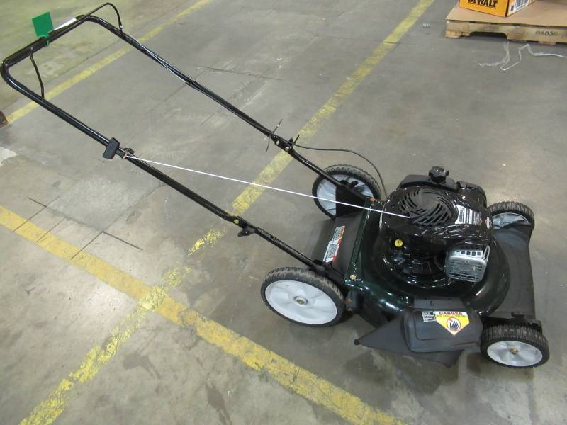 lot 172 image: Poulan Pro 21 in. Walk-Behind Gas Push Mower, 961120134. - Rear Wheel Bent