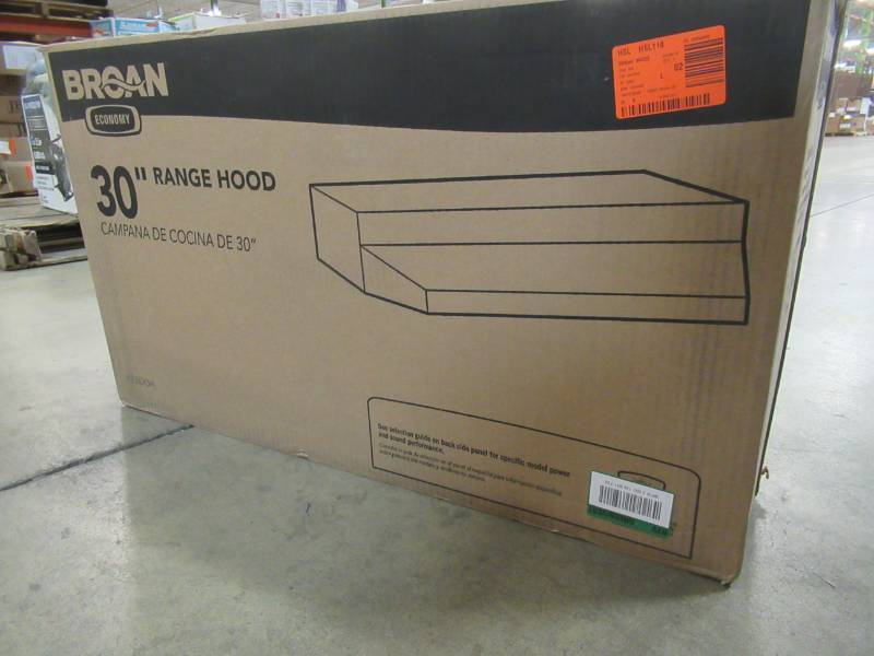lot 96 image: Broan 42000 Series 30 in. Under Cabinet Range Hood with Light in Stainless Steel, 423004 - New in Box