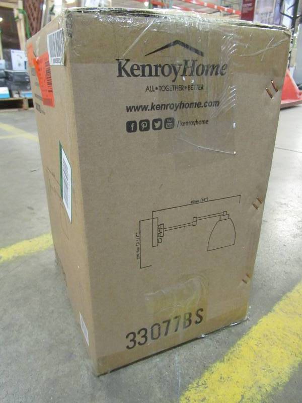lot 150 image: Kenroy Home Edis 1-Light Brushed Steel Wall Swing Arm Light, 33077BS