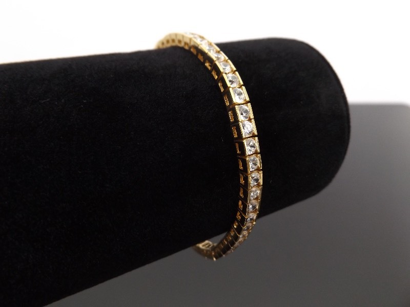 lot 28 image: .925 Sterling Silver Crystal Vermeil Tennis Bracelet