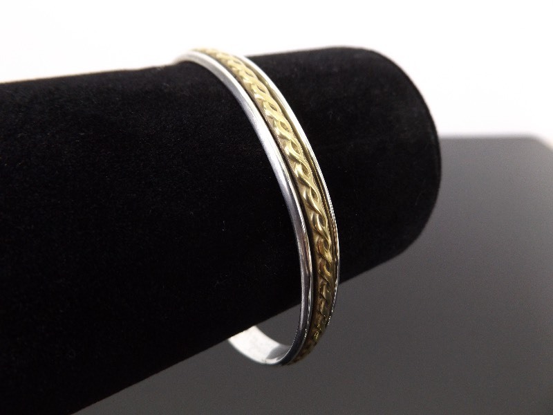 lot 37 image: .925 Sterling Silver Vermeil Rope Cuff Bracelet