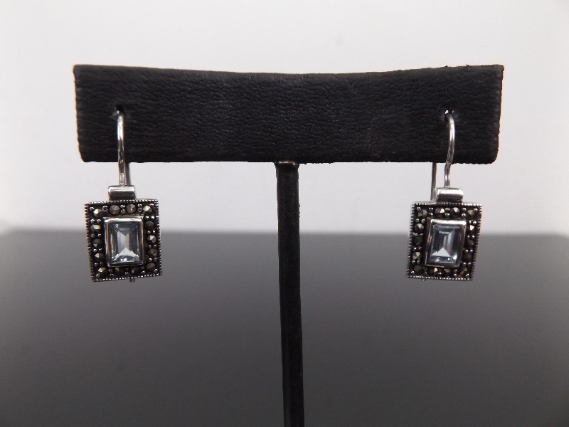 lot 67 image: .925 Sterling Silver Art nouveau Faceted Topaz Earrings