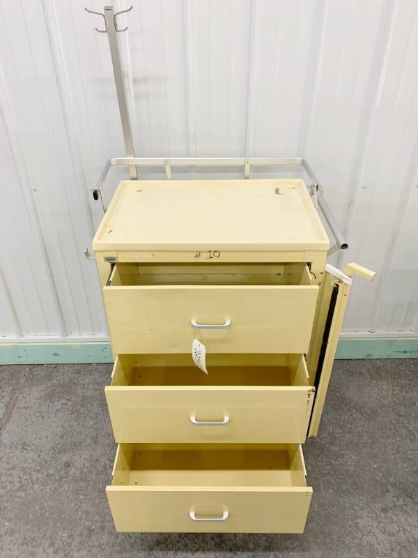 lot 11 image: Waterloo Healthcare UniCart 3-Drawer Storage Crash Cart for Medical Supplies or Mechanics Bead Crafters Carpenters Home Hobbyists Chefs Medical Clinics This Cart Has Many Drawers, Power Supply, Cutting Board & Is Mobile Built To Last A Lifetime