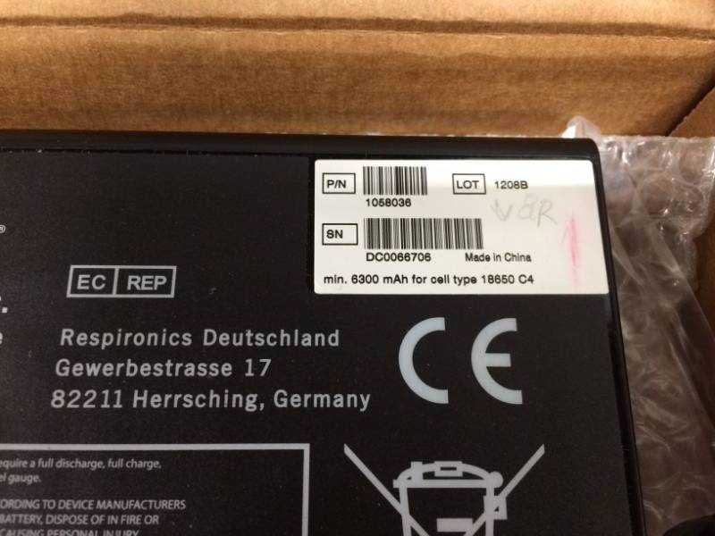 lot 18 image: Respironics 4ICR1965-3 1058036 EverGo Li-ION Replacement Battery - Appears New In Box But We Do Not Guarantee As Not Able To Test