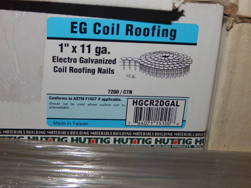 lot 119 image: 1 galvanized coil roofing nails
