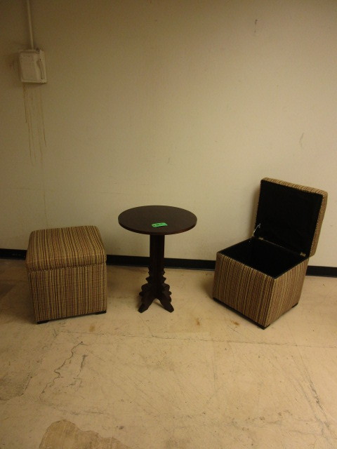 lot 210 image: END TABLE AND TWO FOOTREST WITH INTERNAL STORAGE