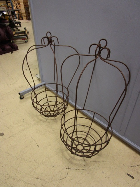 lot 244 image: HANGING METAL PLANTER BASKETS FRAMES