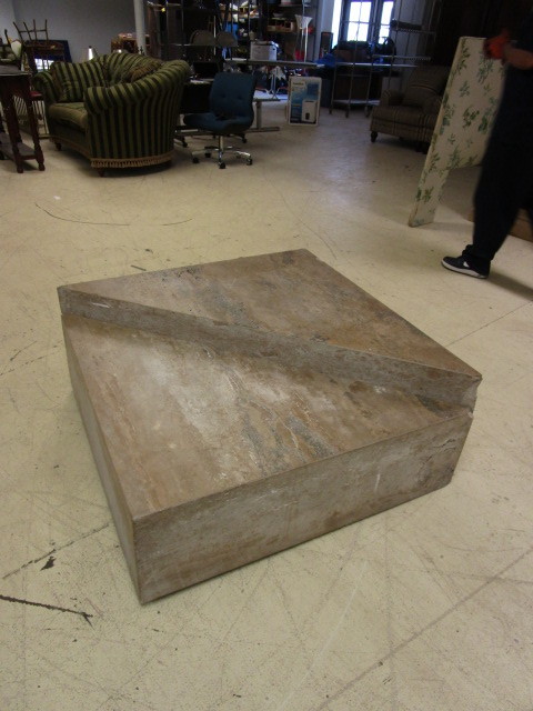 lot 245 image: TWO PIECE STONE TABLES WITH WHEELS