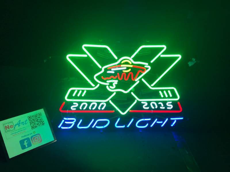 lot 8 image: Budweiser Bud Light MN Wild hockey anniversary neon