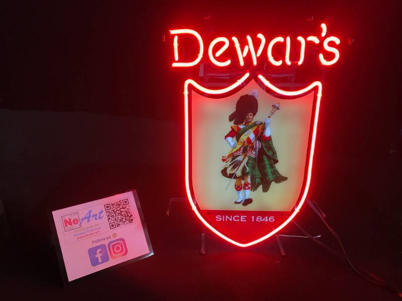 lot 16 image: Dewars neon with backlit shield