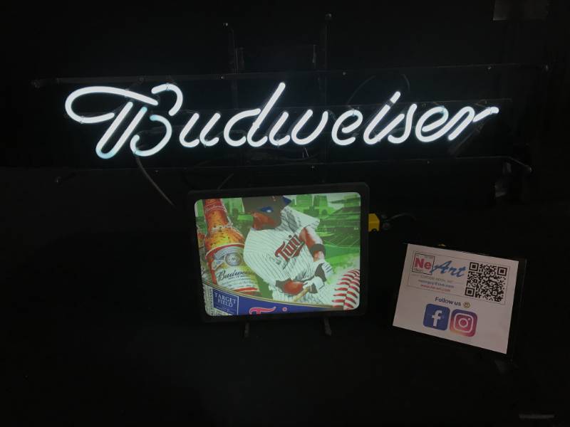 lot 60 image: Budweiser neon MN Twins  Target Field Ballpark ad panel