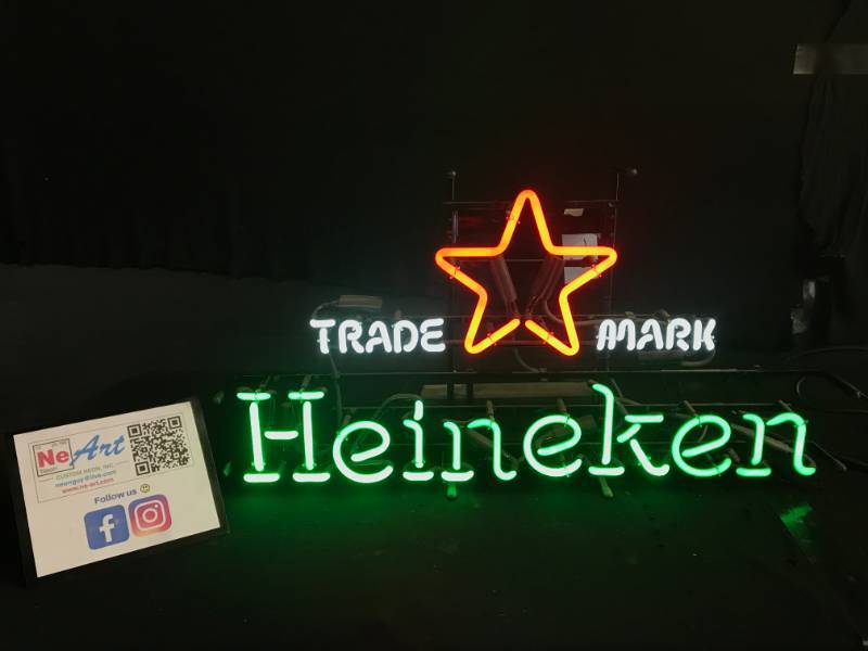 lot 72 image: Heineken Trademark Logo neon