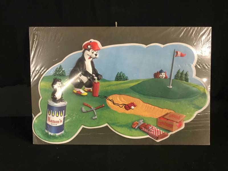 lot 87 image: Hamms Beer Dynamite golf embossed plastic sign
