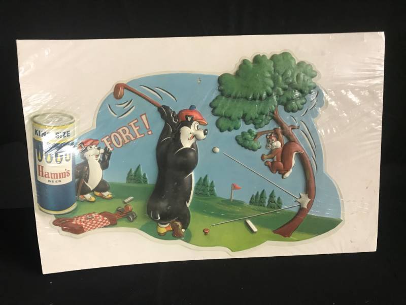 lot 89 image: Hamms Beer Bear Fore - vacuum formed embossed plastic sign