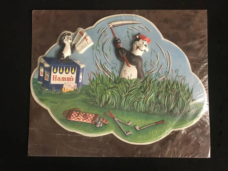 lot 91 image: Hamms Beer Bear Deep Rough - vacuum formed embossed plastic sign