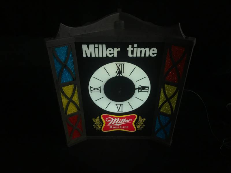 lot 104 image: Miller High Life faux stained glass clock