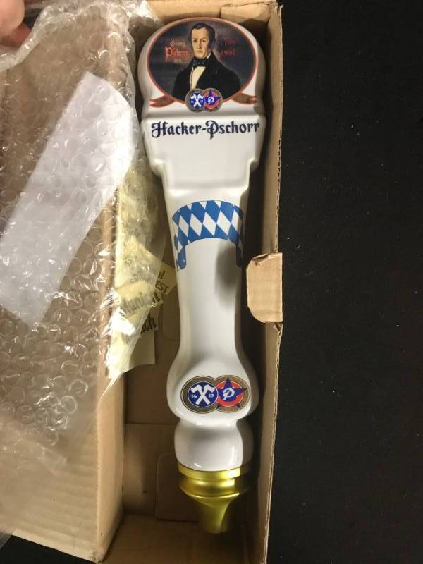 lot 119 image: Hacker Pschorr tall ceramic tap handle - NIB