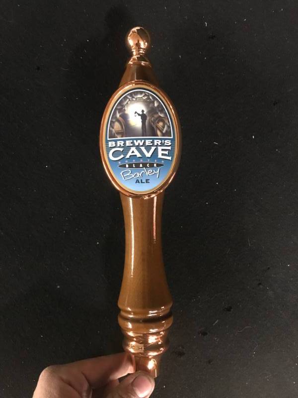 lot 123 image: Brewers Cave Roasted Black Barley tall tap handle NIP