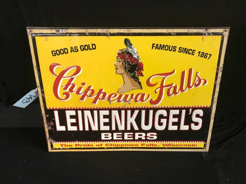 lot 143 image: Leinenkugels embossed tin