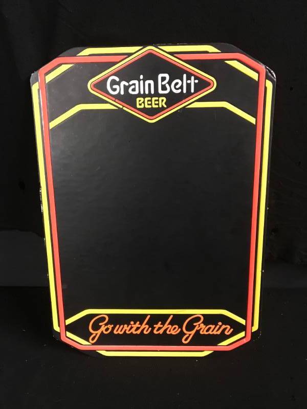 lot 148 image: Grain Belt Beer Embosograph chalkboard price sign