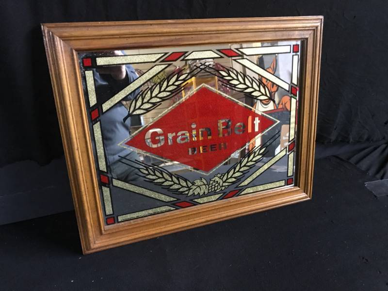 lot 150 image: Grain Belt Beer wood framed mirror