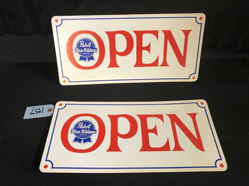 lot 157 image: PBR Pabst Blue Ribbon Beer open  closed
