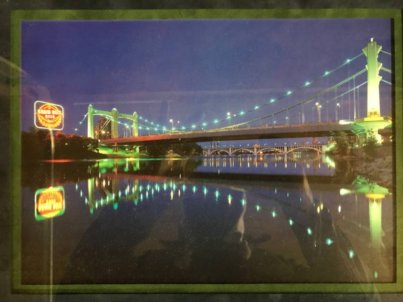 lot 176 image: Grain Belt framed photo of Hennepin Ave neon billboard