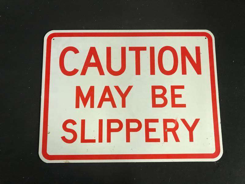 lot 177 image: Road Sign Caution May Be Slippery