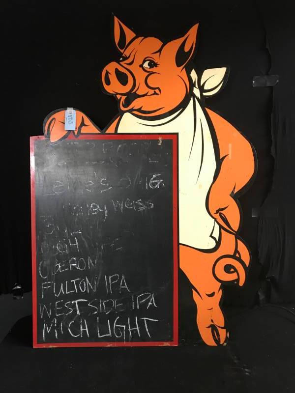lot 188 image: Painted pig with chalkboard