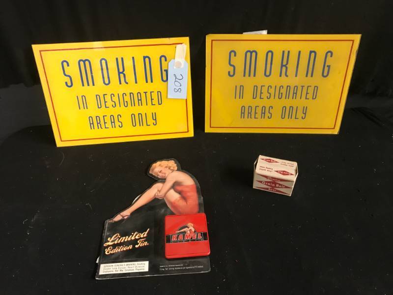 lot 208 image: Miniature Grain Belt Beer case full of matches with mixed lot of tobacco and smoking items